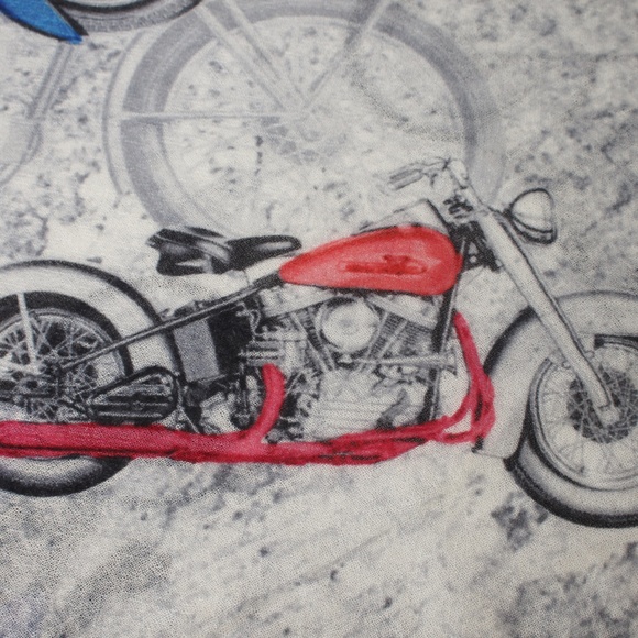 Cashmere Blend Motorcycle-Print Long Scarf Gray - Picture 6 of 8